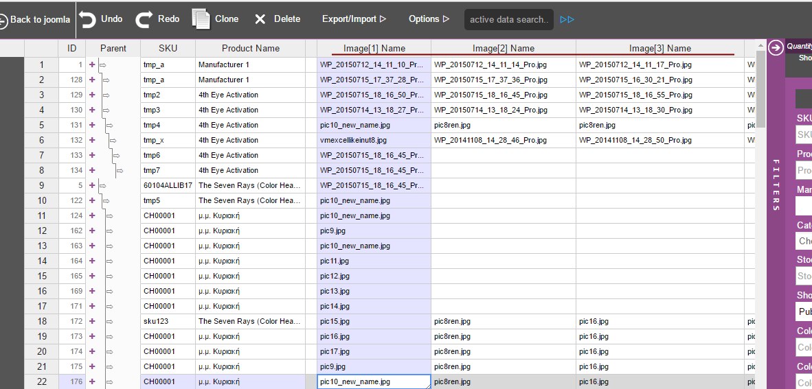 VM excel-like product manager images renamer